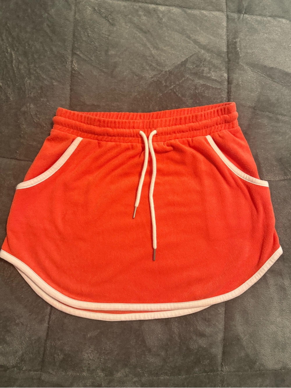 No Boundaries Coral-Red Terry Skirt with White Trim